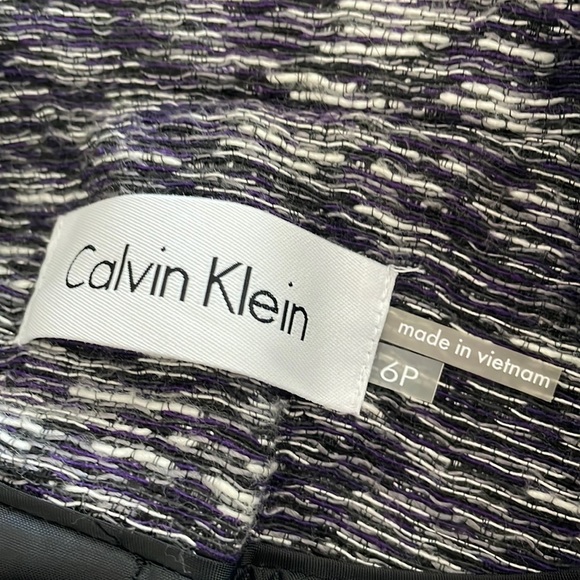 CALVIN KLEIN | Purple Gray White Blazer Jacket - Size 6P - Picture 3 of 5